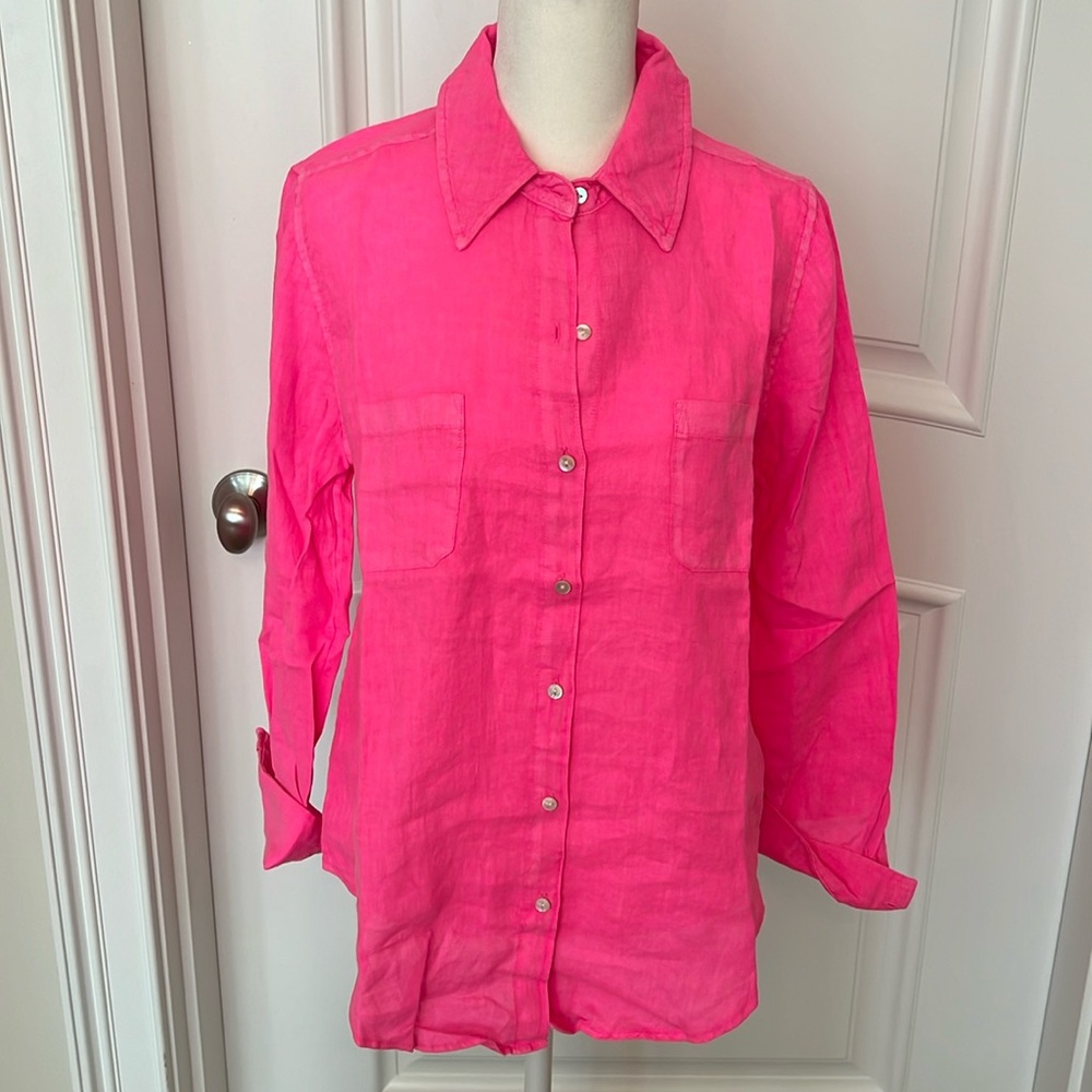 Lilly Pulitzer Seaview Button Down (Aura Pink) New With Tags